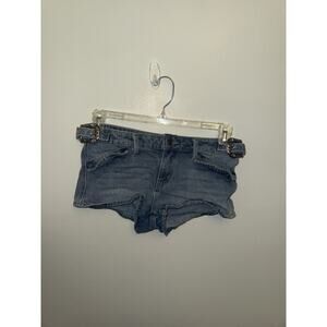 Austin Landing Women's Micro Denim Short Western Buckles Y2K Cyber Cowgirl 7/28